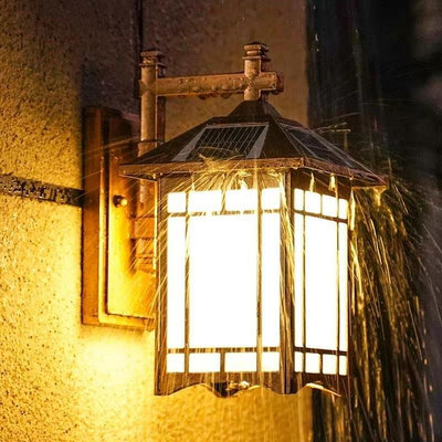 太陽能壁燈戶外別墅家用圍牆陽臺過道燈大門中式壁燈