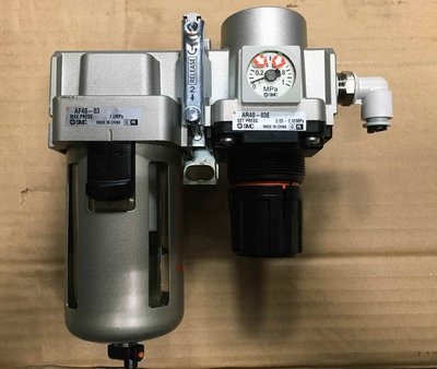 日本速睦喜SMC 空壓用三點組合 AF40-03/AR40-03E 氣壓過濾器、壓力調節器(濾水+調壓器)---1