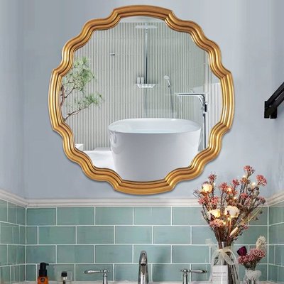 現貨熱銷-LED浴室鏡子美式復古浴室鏡裝飾鏡洗漱鏡子造型梳妝鏡壁掛鏡子滿仟免運