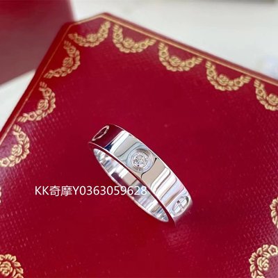 KK二手真品 Cartier 卡地亞 LOVE 18K白色黃金戒指 寬版3鑽戒指 B4032500 現貨