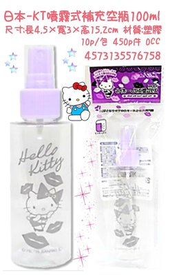日本Hello Kitty 噴霧補充空瓶 旅行空罐 100 m l