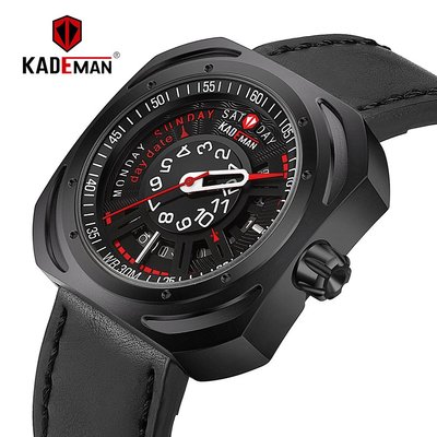【飾碧得】KADEMAN卡德曼男士休閒表藍牙錶盤皮帶石英手錶663
