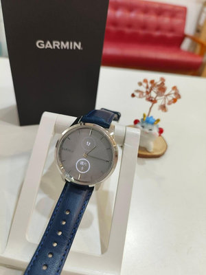 【艾爾巴二手】GARMIN vivomove luxe 指針智慧腕錶 42MM 皮革錶帶藍#二手手錶#漢口店08208