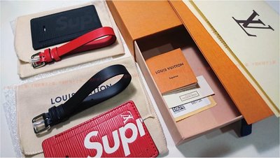 全新公司貨 Supreme x Louis Vuitton 黑 紅 行李吊牌組 AD貨