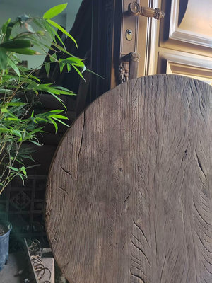 【二手】 精品風化板 超大尺寸整木圓桌 自然風化 侘寂風老木頭 自7 木雕 花板 窗花【板橋雅玩】