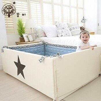 媽媽寶寶租韓國GGUMBI/Dream B多功能城堡圍欄地墊式嬰兒床-灰星星