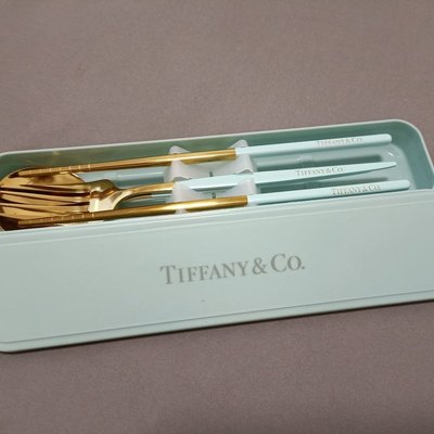 聯名好物-tifany蒂芙尼藍筷子勺子叉子套裝 便攜餐具 不鏽鋼三件式 高級餐具-全域代購
