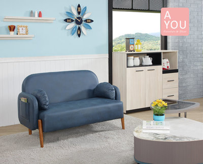 雙人沙發 雙人藍色科技布沙發(大台北地區免運費)促銷價3600元【阿玉的家2024】