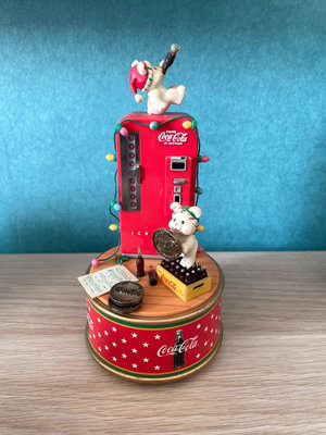 Enesco可口可樂小白熊紅色冰箱售賣機八音盒1995年