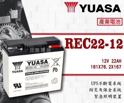 【茂勝電池】YUASA 湯淺 REC22-12I (12V22AH) 電動機車 老人代步車可用