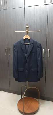 全新正品Michael  Kors(MK)深藍色條紋100％羊毛紳士西裝外套38R(M)