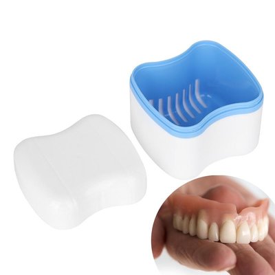 假牙清潔盒 假牙浸泡盒帶濾網 假牙盒 牙套盒   瀝水清潔盒 假牙收納盒