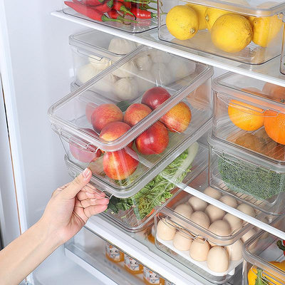 現貨家用PET透明冰箱收納盒果蔬生鮮雞蛋收納保鮮盒廚房冷凍帶蓋盒子