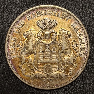 【二手】 漢堡 雙獅 5馬克 大銀幣 德國 1901年 240508-107 紀念幣 錢幣 硬幣【明月軒】