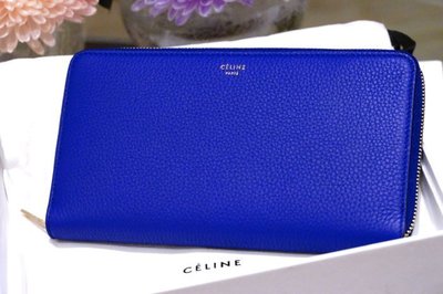 Celine 101873 Large Zipped Wallet 大型荔枝紋拉鍊長夾 Indigo 藍