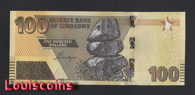 【Louis Coins】B1810-ZIMBABWE-2020辛巴威紙幣,100 Dollars(260)