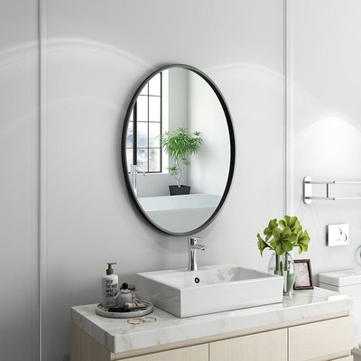 熱賣 北歐橢圓衛生間鏡子壁掛浴室鏡半圓廁所洗手間鏡臥室化妝鏡穿衣鏡