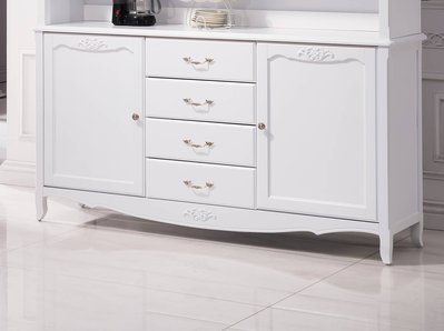 【生活家傢俱】SY-444-3：歐風5.3尺白色餐櫃-下座【台中家具】碗盤櫃 收納櫃 櫥櫃 宮廷風 鄉村風