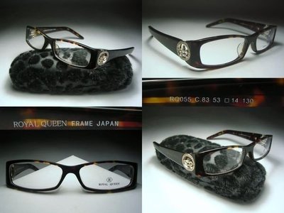 信義計劃 眼鏡 日本皇冠 ROYAL QUEEN RQ055 眼鏡 暗紅色玳瑁色暗咖啡色 水鑽膠框 eyeglasses