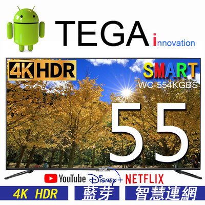 拼了!!(真4K面板) 全新 TEGA 55吋 4K HDR 聯網液晶電視 安卓11/藍芽/杜比音效/H.265/HDR
