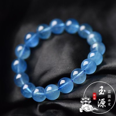 默言水晶天然巴西海藍寶手鏈多圈佛珠手串戒指飾品情侶半寶石設計