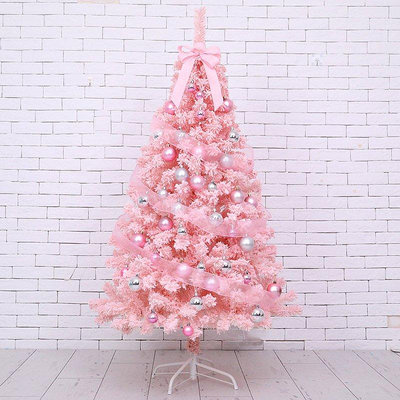 【現貨精選】新款聖誕樹粉色蒂芙尼藍仿真雪松 聖誕加密落雪植絨聖誕樹套餐樹