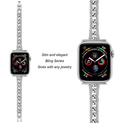 現貨新款 Apple Watch 5 4 3 2 1代通用 一株金屬鑲鑽錶帶 百搭女性奢華替換腕帶 40mm/44mm