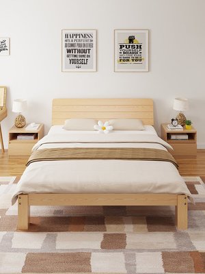 倉庫現貨出貨實木床出租房現代簡約1.5米雙人床1.8經濟型家用簡易單人床架1.2m
