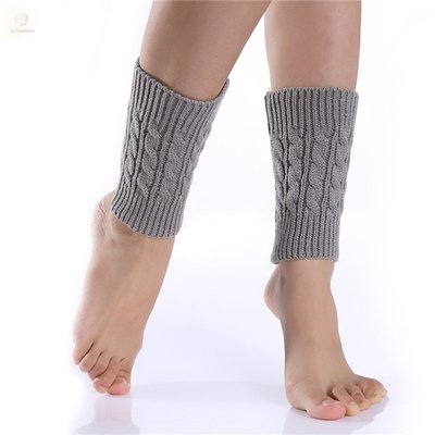 新款八亞麻圖案短襪套,女士羊毛針織保暖腿-衣美良品