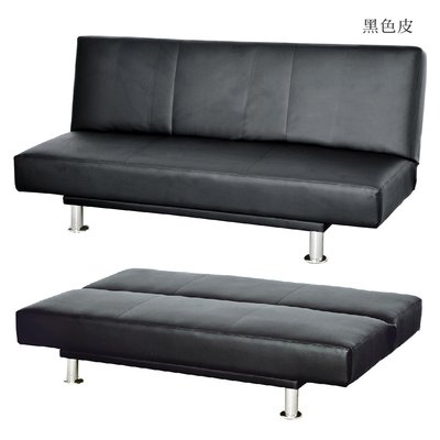 【在地人傢俱】23 歡樂購-303型黑色合成皮三人沙發床/沙發椅 KH50-6