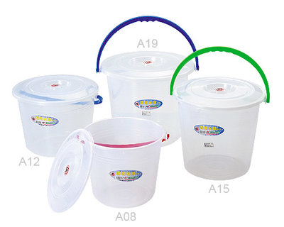 ☆88玩具收納☆透明水桶 A15 圓形手提桶 儲水桶 收納桶 分類桶 置物桶 沙灘桶 垃圾桶 洗筆桶 整理桶 附蓋15L