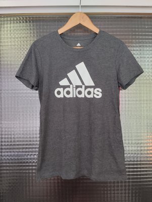 Adidas 愛迪達深灰色運動休閒圓領短袖T恤上衣（男）