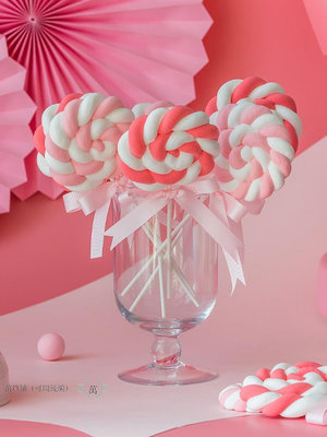 仿真棉花棒棒糖假蛋糕拍攝道具糖果模型假甜品台擺件櫥窗裝飾模型-萬貨鋪（可開統編）