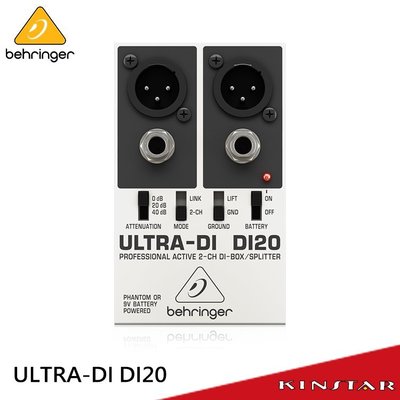 【金聲樂器】BEHRINGER ULTRA-DI DI20 2軌 主動式 平衡訊號轉換器 (DI-20)