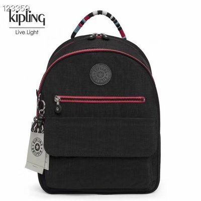【熱賣精選】 Kipling 猴子包 K16841 亞麻黑拼彩背帶 拉鍊夾層輕量雙肩後背包 輕量 大容量 防水 限時
