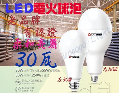 老廠牌 TATUNG LED燈泡 30W/E27燈頭 節能省電 110/220V全電壓 本體不易摔破/取代45W螺旋