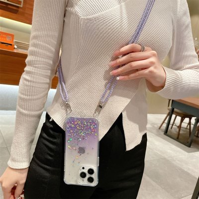 滴膠閃粉適用iPhone14手機殼蘋果13斜挎12/11透明xr/xsmax日韓7/8