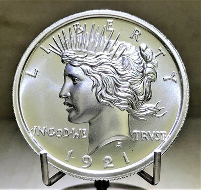 «自由銀»高浮雕 1921 Peace Dollar 和平美元銀幣 (2 toz= 62.2g) #261