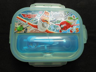 DISNEY迪士尼PLANES不鏽鋼餐盤 餐盒 樂扣式蓋子附收納袋-加贈4格不鏽鋼餐盤