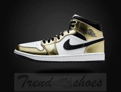 Nike Air Jordan 1 Mid AJ1 中幫白金液態金潮流運動籃球鞋DC1419-700