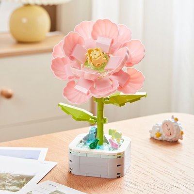 兼容樂高積木花束向日葵盆栽芙蓉花朵玫瑰拼裝玩具鬱金香生日禮物