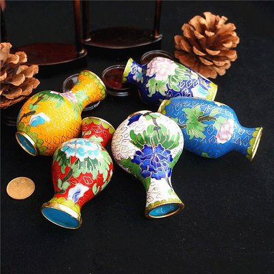 老北京景泰藍小花瓶擺件銅胎掐絲琺瑯瓶裝飾品民間手工藝品非遺
