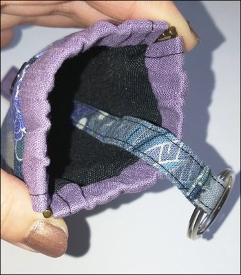 全新只有一個 藍紫色 和風日式印花棉布 手作抽拉式鑰匙包 彈簧口金開口收納 鑰匙圈 文青氣質 療癒 生日 閨密 女生禮物