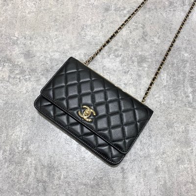 Chanel Trendy CC Woc 菱格紋 小羊皮 淡金釦 黑色《精品女王全新&amp;二手》