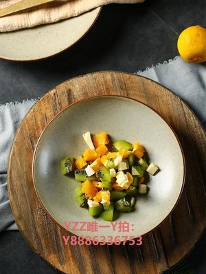 托盤日式陶瓷深盤復古餐盤菜盤子家用餐具簡約魚盤水果托盤圓形早餐盤