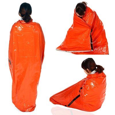 防風耐用的戶外 Bivy 緊急睡袋露營生存熱毯 Mylar 防水應急裝備緊湊-master衣櫃1