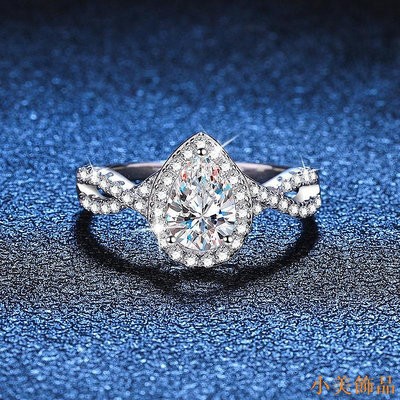小美飾品人工鑽石 莫桑石（6.5mm）戒指 女 925銀 D色1克拉 莫桑石 可過測鑽筆 帶鑑定證書 百搭優雅套戒 指環