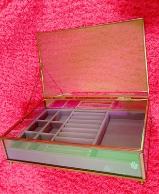 歐若拉 極光長方玻璃珠寶盒 飾品收納盒 絨布飾品盒 特殊幻彩玻璃（台北民生社區面交）