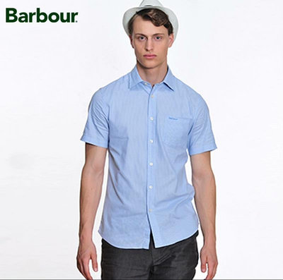 barbour 牛津紡條紋短袖襯衫