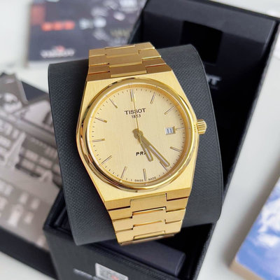 TISSOT PRX 金色錶盤 金色不鏽鋼錶帶 石英 男士手錶 T1374103302100 天梭腕錶